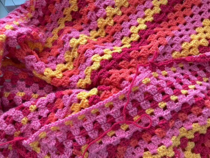 Photo of a crochet blanket to suggest idea of work-life balance.